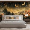 Tranh hoa và bướm dán đầu giường phòng ngủ AB777802193