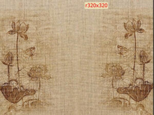 Tranh dán tường hoa sen cổ sau ban thờ xưa 30120269