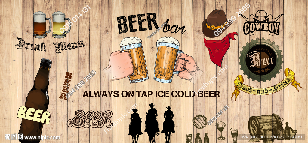 Tranh dán trang trí tường quán bia lẩu NP20190415230521347080