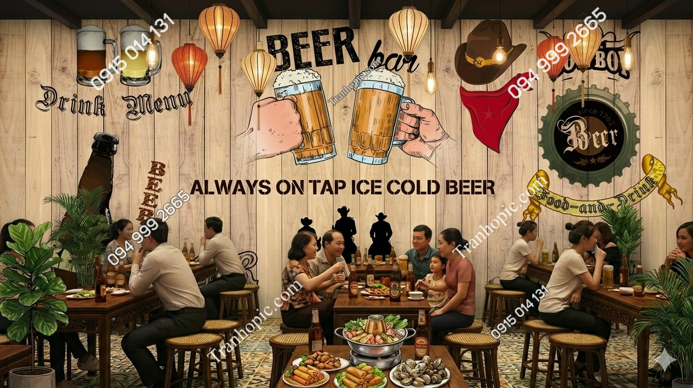 Tranh dán tường quán bia lẩu NP20190415230521347080