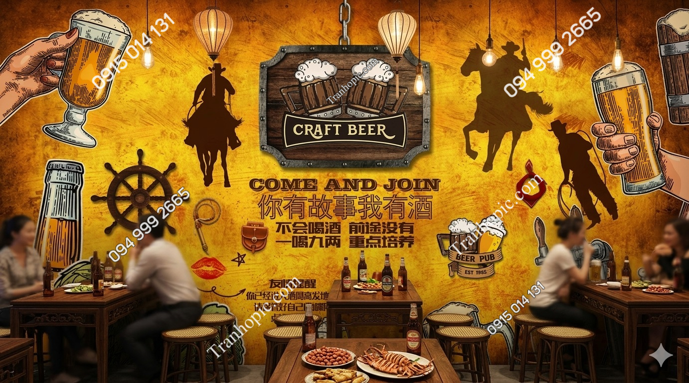 Tranh dán tường quán bia nhậu NP20240618220742100108