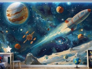 Tranh không gian vũ trụ cute dán tường phòng bé AB772216334 demo