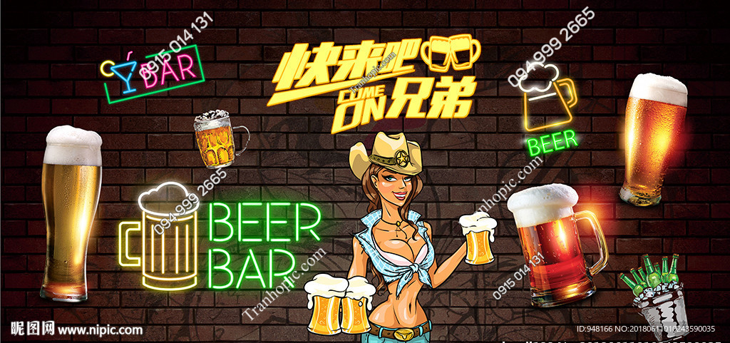 Tranh trang trí tường quán bia lẩu NP20180611010243590035