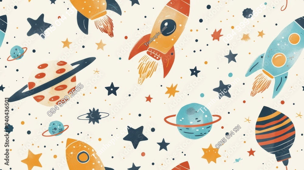 Tranh vũ trụ phi hành giá dán tường trẻ em AB940436501