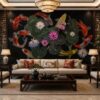 Tranh dán tường cá và hoa dán sau sofa AB507240420