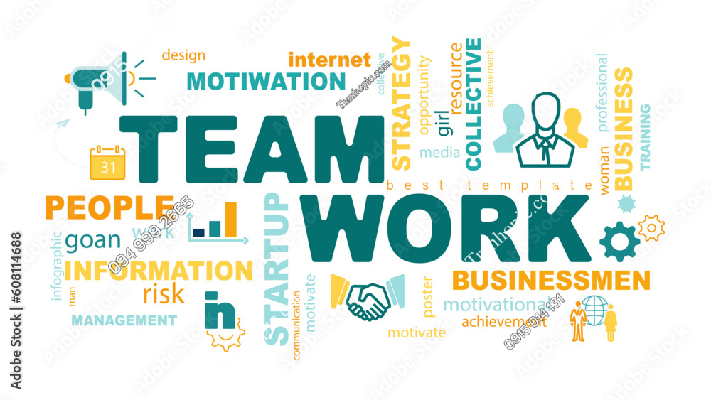 Tranh dán tường phòng làm việc Teamwork AB608114688