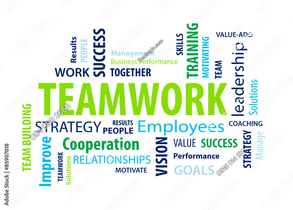 Tranh dán tường phòng làm việc Teamwork xanh AB85907018