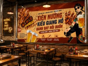 Tranh dán tường quán lẩu nướng nhậu bia NP20260406101708419102