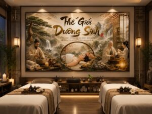 Tranh dán tường thế giới dưỡng sinh trang trí phòng khám spa 04032026