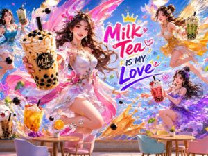 Tranh Dán Tường Trà Sữa Fantasy Cô Gái Trẻ Trung GPTCF2026661
