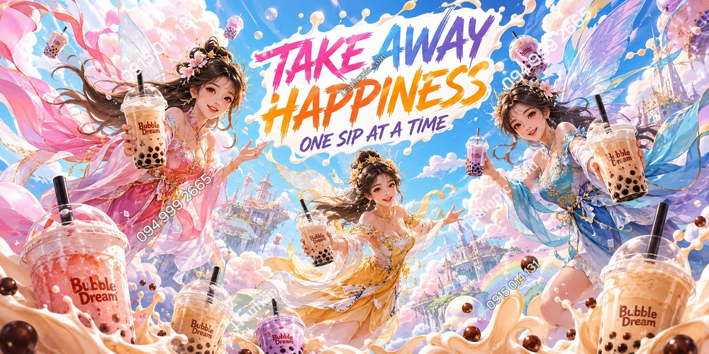 Tranh Dán Tường Trà Sữa Fantasy Cô Gái Trẻ Trung GPTCF2026662