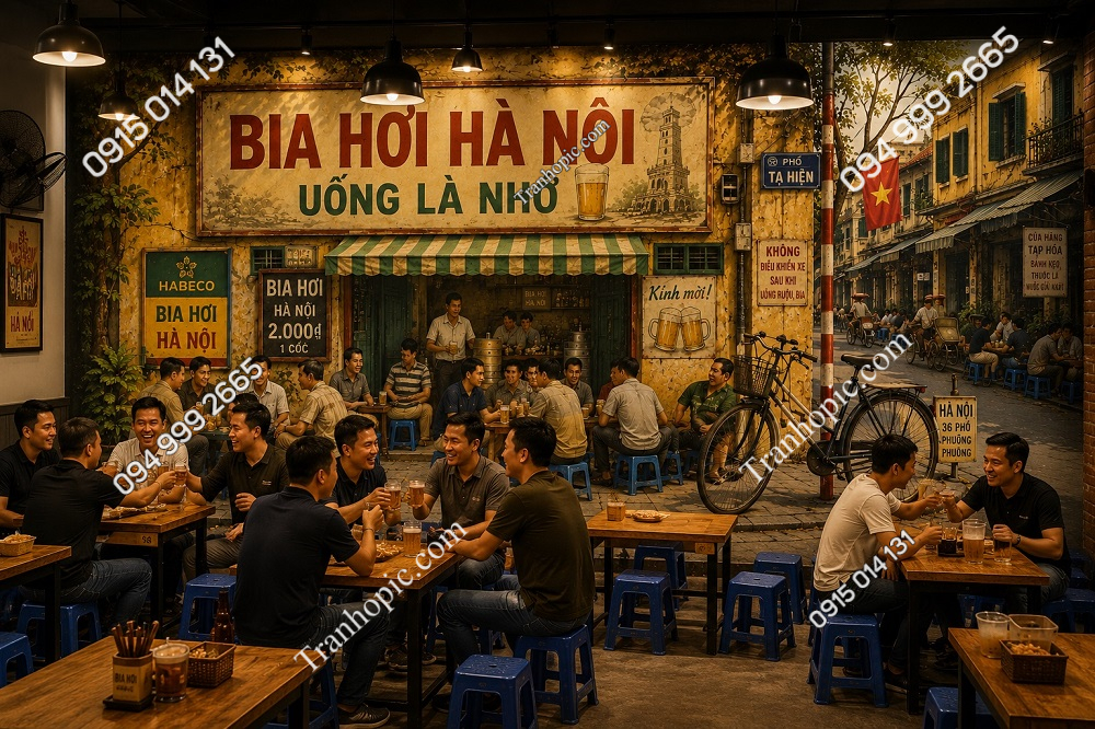 Tranh dán tường Bia Hơi Hà Nội – Uống Là Nhớ GPTBIA20261161