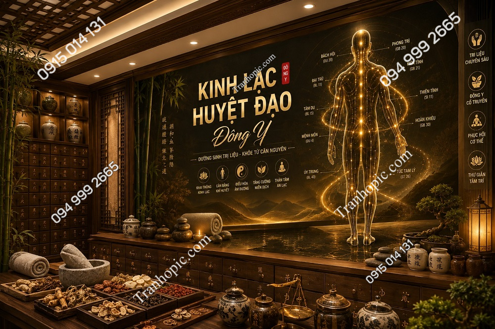 Tranh dán tường Cửu Long Dưỡng Khí – Kinh Lạc Huyệt Đạo GPTDS202612611