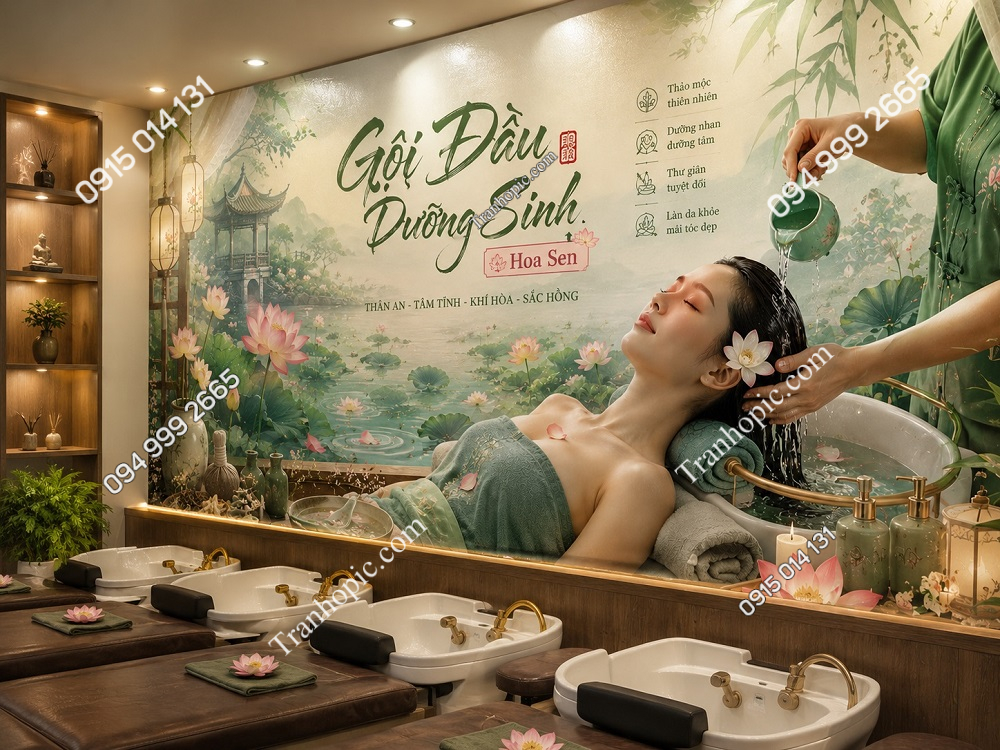 Tranh dán tường Gội Đầu Dưỡng Sinh Hoa Sen GPTDS20261262