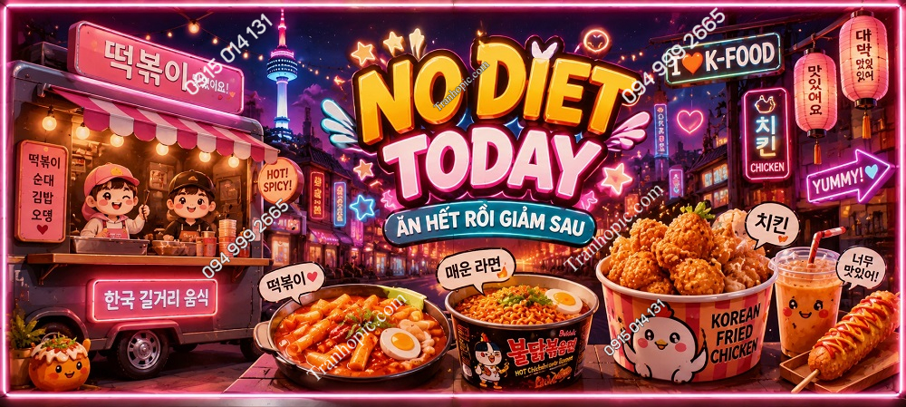 Tranh dán tường Phố Ăn Vặt Hàn Quốc – NO DIET TODAY GPTPT20261063