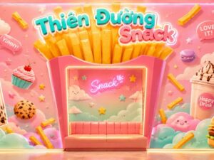 Tranh dán tường Thiên Đường Snack trang trí quán photobooth trà sữa GPTPT20261062