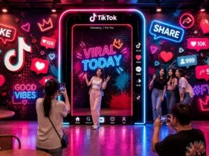 Tranh dán tường VIRAL TODAY mang phong cách TikTok Neon hiện đại GPTPT20261066