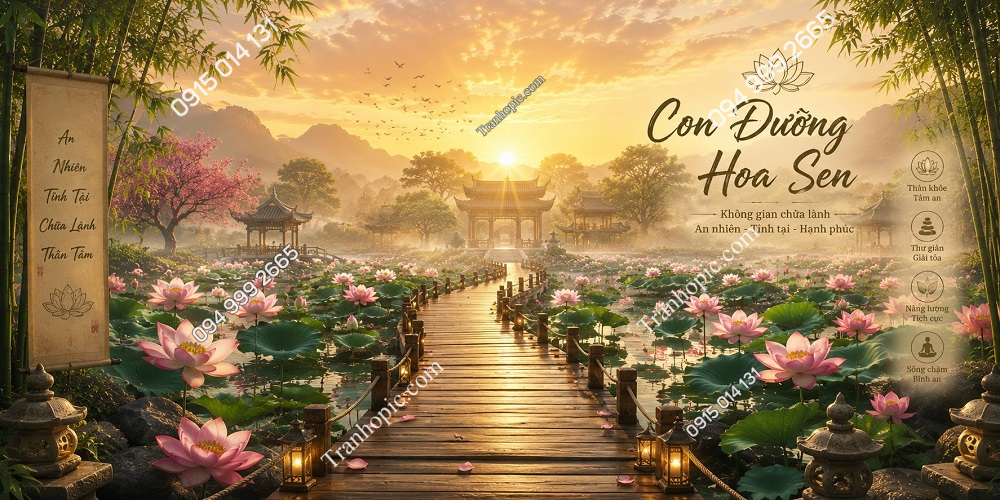 Tranh dán tường hoa sen dưỡng thần chữa lành GPTDS20261266