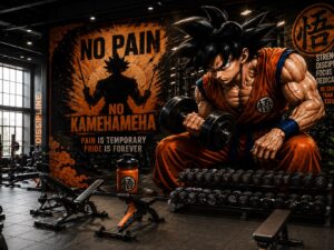 Tranh dán tường phòng gym phòng cách songoku dragonball GPTGYM202361