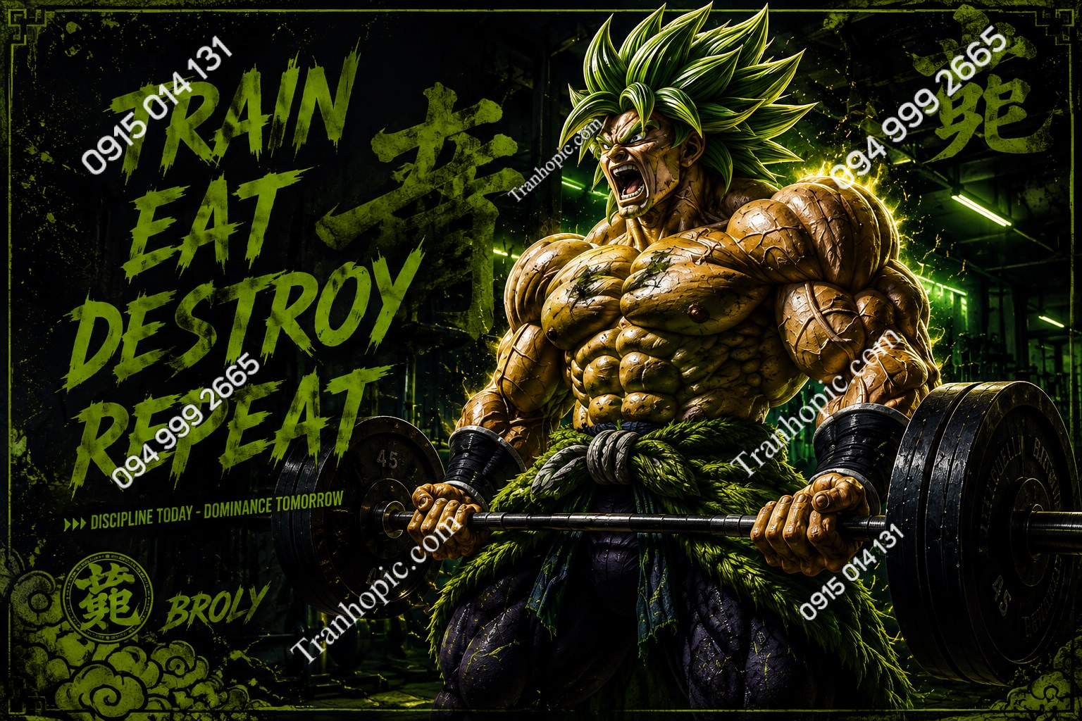 Tranh dán tường phòng gym phòng cách songoku dragonball GPTGYM202362