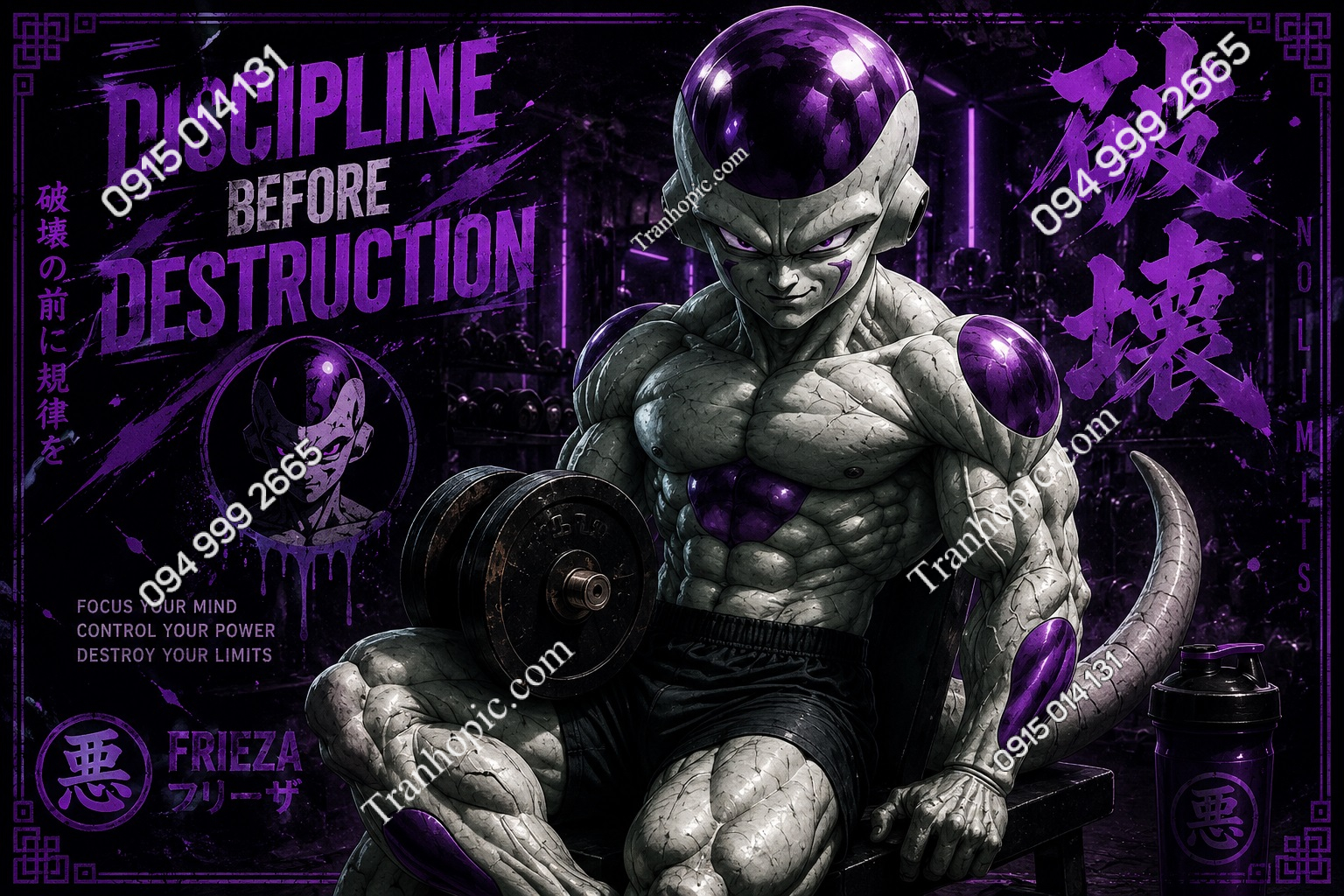 Tranh dán tường phòng gym phòng cách songoku dragonball GPTGYM202363