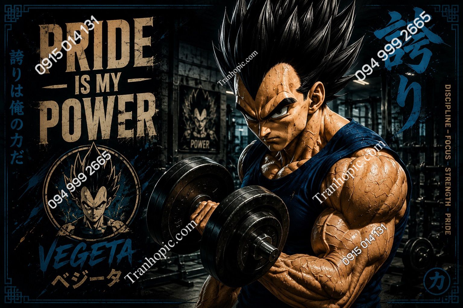 Tranh dán tường phòng gym phòng cách songoku dragonball GPTGYM202364