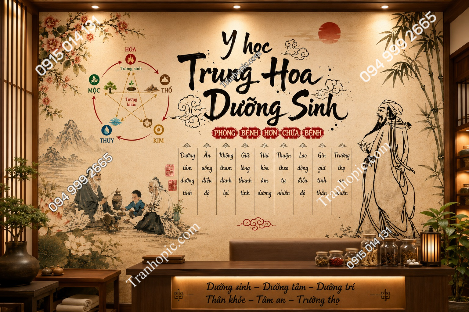 Tranh dán tường y học trung hoa dưỡng sinh NP20210905225331374106
